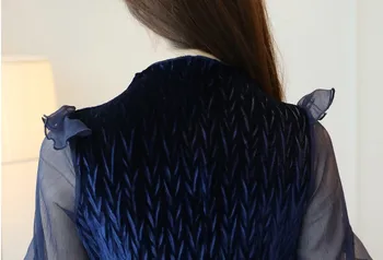 2020 jar dlhý rukáv šifón ženy blúzka long-sleeve office dámske tričko ženy topy modrá šifón dámske odevy M-3XL XXXL