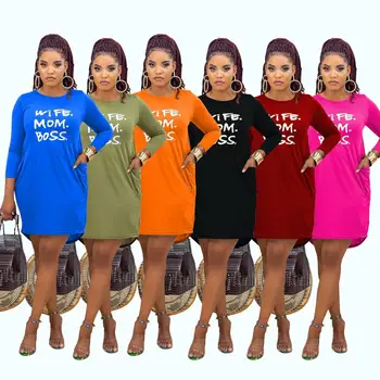 2020 Jar Jeseň List Vytlačený Klasické Mini Šaty Pre Ženy S Dlhým Rukávom High Street Fashion Aktívne Nosiť Športové Vestidos