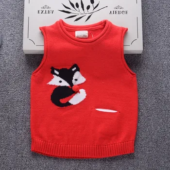 2020 Jar Jeseň Nové Dievčatá Pletenie Vesta Cartoon fox Baby kabát Pletený Sveter Vesta Deti vrchné oblečenie Core priadza Deti Bundy
