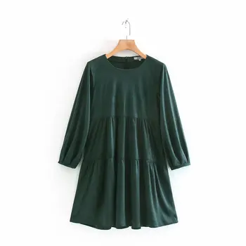 2020 Jar Leto Nového Grand Prix Semiš Textúra Účinok zelená zaraing ženy Šaty sheining vadiming ženské šaty vintage XDN9221