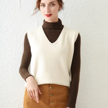 2020 jesenné a zimné dámske vesta dámy pletené cashmere vonkajšie nosenie, dámske oblečenie tvaru vlny top nový sveter žien vesta