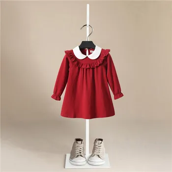 2020 Jeseň Girl Dress Bavlna, Dlhý Rukáv Detí Šaty List Značky Deti Šaty pre Dievčatá Fashion Dievčatá Oblečenie