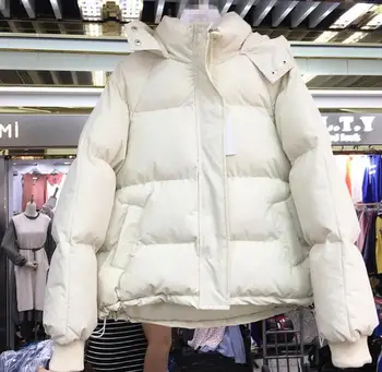 2020 Krátke Fialové Bavlna-Čalúnená Oblečenie Prešívaný Bavlnená Bunda dámske kórejský Štýl, Voľné Dole Bavlna Dole Kabát Zimné Bundy