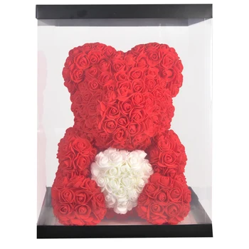 2020 Lacné Červené Medveď Rose macko Ruže Kvet Umelé Dekorácie Narodeniny, Vianočné Darčeky pre Ženy Valentines Darček