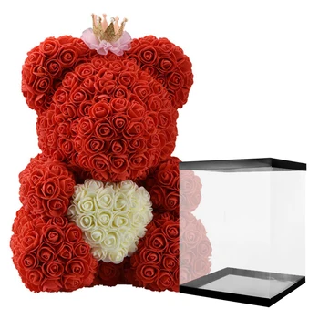 2020 Lacné Červené Medveď Rose macko Ruže Kvet Umelé Dekorácie Narodeniny, Vianočné Darčeky pre Ženy Valentines Darček