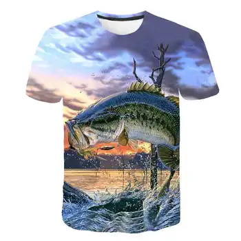 2020 Lete najnovšie ryby, Vonkajší T-shirt muž cool 3D tlač rybárskych mužov krátke topy 0collar bežné mužov rybárske t-shirt