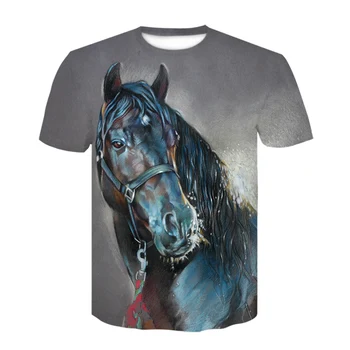 2020 lete nové 3D pánske T-shirt zvierat kôň krátky rukáv bežné chlapec dievča pulóver s krátkym rukávom
