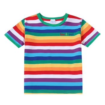 2020 Lete Nové detské Bavlnené Krátke tričko Batoľa Chlapci, Baby, Dievčatá Módne Rainbow T-shirt Bežné Topy Pre Deti 2-7 Rokov