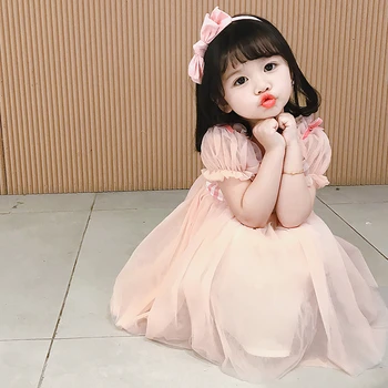 2020 lete nové dievča lístkového rukáv šaty kórejská verzia princezná perlinkové tkaniny sukne generácie víla sukne príliv XIAO LU MAO