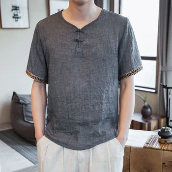 2020 lete nové tenké bielizeň pánska móda bežné krátke rukávy T-shirt Čínsky štýl, pracka veľké veľkosť T-shirt M-5XL