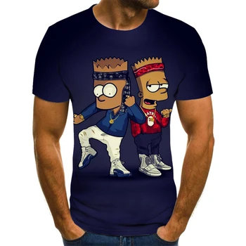 2020 Lete pánske T-shirt 3D Vytlačené Simpson Tričko Bežné Topy Muži Móda tričko Zábavné Streetwear Hip-hop Krátky Rukáv