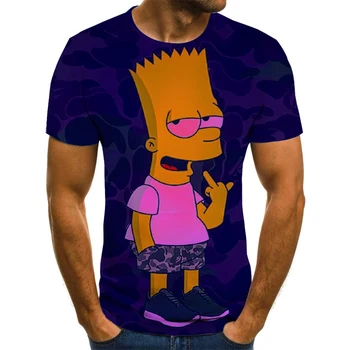 2020 Lete pánske T-shirt 3D Vytlačené Simpson Tričko Bežné Topy Muži Móda tričko Zábavné Streetwear Hip-hop Krátky Rukáv