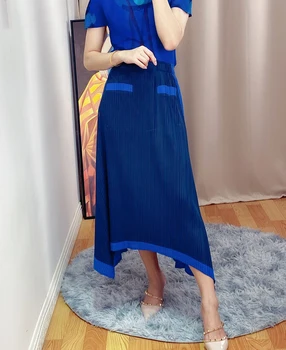 2020 lete žien nový farebný blok sukne Miyak násobne Módne temperament je tenká a nepravidelná A-line sukne viazané