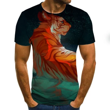 2020 Letné Športové pánske T-shirt Zvierat-Krátke rukávy T-shirt Tiger Fitness T-shirt