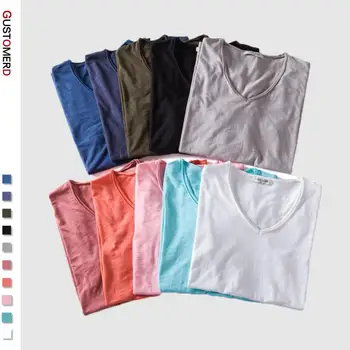 2020 Leto 5 KS Bavlna Soild T Shirt Mužov tvaru Krátky Rukáv Bežné Mens T-Shirts vláčnosť Kvalitné Mužskej Topy Tees