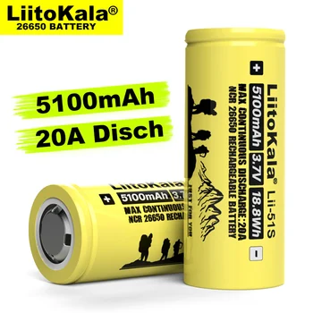 2020 Liitokala Lii-51S 26650 moc 20A wiederaufladbare lítium-batterie 3,7 V 18,8 Wh 5100mA Geeignet für taschenlampe