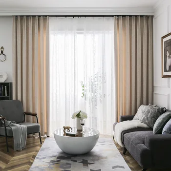2020 Luxusné Závesy Obývacia Izba, Spálňa Hrubé Ženilkové Opony Izolačné Závesy Biele Priesvitné Záclony Moderné Rolety Béžová