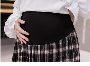 2020 Materskej Sukne Vysokej Kvality Jar Kórejský Kockované Sukni, Pre Tehotné Ženy Vysokej Kvality, Pás Nastaviteľný Tehotenstva Sukne