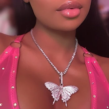 2020 Muži Ženy hip hop chladný ľadový sa iskrenie bling ružová AAA cz Animal Butterfly prívesok náhrdelníky Rock fashion kúzlo šperky