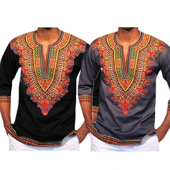 2020 Mužov Afriky Topy Tradičné Dashiki Tlač Tričko Dlhý Rukáv Bazin Módne Hip Hop Streetwear Bežné Mužské Afriky Oblečenie