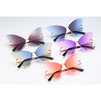 2020 Módne Motýľ bez obrúčok slnečné Okuliare Kovové Odtiene slnečné Okuliare Ženy Okuliare Oculos Tichom Šošovky, Slnečné Okuliare Nadrozmerná UV400