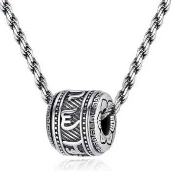 2020 Módne Retro Cupronickel Striebra, Pozlátený Náhrdelník Barel v tvare Rezbárstvo Svastiky Prívesok Sveter Reťazca Lucky Charms Šperky