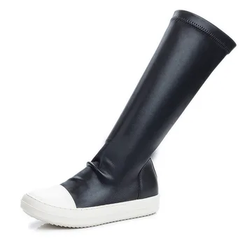2020 módne Spojov Kolo Prst Jeseň Zima Bežné Ženy Topánky Úsek PU Topánky na platforme Ženy Nad kolená, Topánky v712