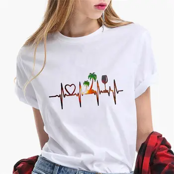 2020 Módy sexy vysoké podpätky ženy vytlačené T-shirt víno, Šampanské Harajuku grafické Estetické Tričko príležitostné O golier lete ženy