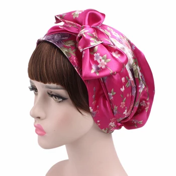 2020 Módy tlače Luk Vnútorné Hjiabs mäkké satin kvety moslimských turban pre ženy headdress hlavu šatku pripravený nosiť hidžáb kapoty