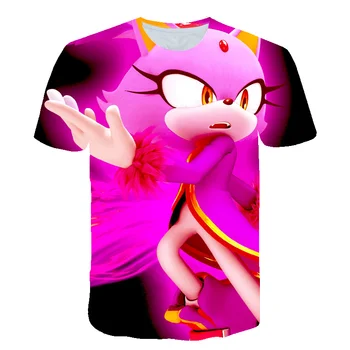 2020 Najnovšie 3D animovaný T Shirt Deti Oblečenie Letné Krátke Vytlačený Zelený Sonic The Hedgehog t-Shirt Chlapcov Streetwear Deti Topy