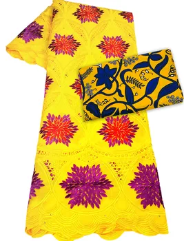 2020 Najnovšie Bielej a Červenej africkej bavlna čipky textílie 2.5+3 metrov vosk tkaniny tlače krásne Swiss dierovanie Čipky Textílie