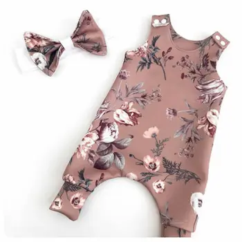 2020 Novorodenca Deti, Baby, Dievčatá Kvetinový Kombinézu Bez Rukávov Módy Nové Jumpsuit Oblečenie Oblečenie
