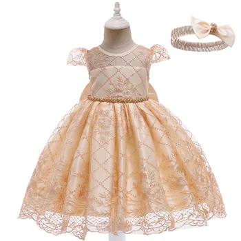 2020 Novorodenca Dievča Šaty Pre Dievčatká 1. Narodeniny Party Oblečenie Dieťa Kvet Vyšívané Čipky Svadobné Princezná Šaty