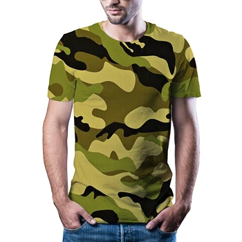 2020 nové 3D t-shirt pánske letné bežné kamufláž oblečenie kamufláž štýl top 3D quick dry vytlačené T-shirt