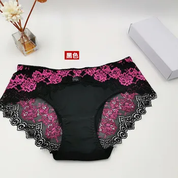 2020 Nové 3ks/veľa nastaviť Intimates Nohavičky Plus Veľkosti 4XL Polovice pás transparentné Kvet Bavlny Čipky lingeries Nohavičky Ženy Underwears