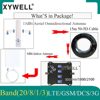 2020 Nové! B20 800 900 1800 2100mhz Štyri-Band Celulárnej Zosilňovač gsm repeater 2g, 3g, 4g Mobilný Signál Booster LTE siete GSM, WCDMA DCS