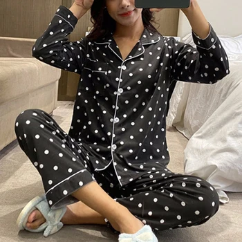 2020 Nové Bavlnené Pyžamá Ženy Pyžamo Sady Pár Jar Dlhý Rukáv Sleepwear tvaru Femme Salónik Pijama mujer