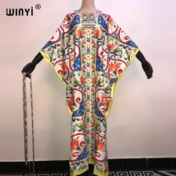 2020 Nové Dráhy Maxi Šaty Žien Batwing Rukáv s uväzovaním za Voľné Volánikmi Bežné Kvetinový Tlač Boho Pláže, Dlhé Šaty