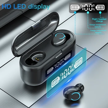 2020 Nové F9 TWS Bluetooth 5.1 Slúchadlá Bezdrôtové Slúchadlá 2000mAh LED Displej Športové Vodotesné Slúchadlá 9D Stereo Slúchadlá