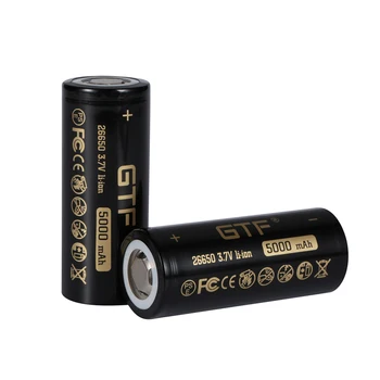 2020 Nové GTF 26650 5000mAh kapacity 3,7 V Li-Ion Nabíjateľná Batéria pre Baterku s plochou hlavou batérie