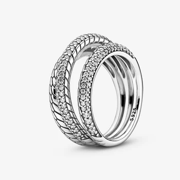 2020 Nové Jeseň 925 Sterling Silver Ring Pripraviť Had Reťazca Vzor Krúžok Koruny Krúžky Žien Zapojenie Výročie Šperky