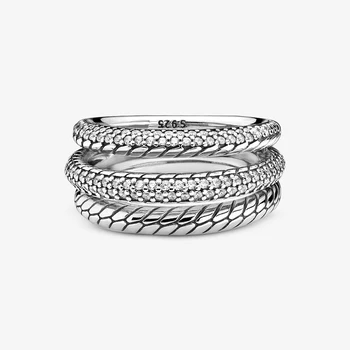 2020 Nové Jeseň 925 Sterling Silver Ring Pripraviť Had Reťazca Vzor Krúžok Koruny Krúžky Žien Zapojenie Výročie Šperky