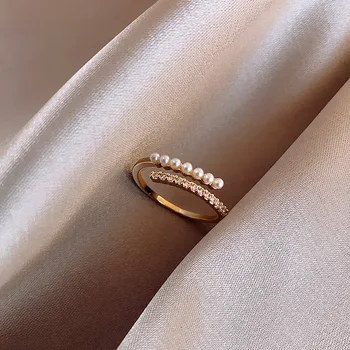 2020 nové klasické geometrické kovové pearl krúžok kórejský ženské šperky, módne študent otvorenie krúžku Strany Darček Krúžok