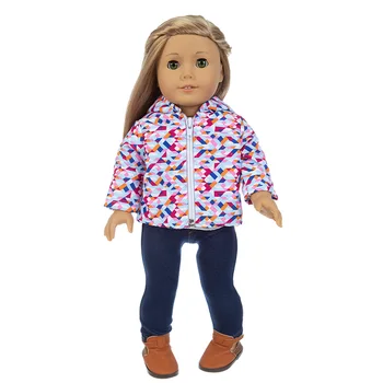2020 Nové Kosoštvorec vzor nadol bunda vhodné pre Americké Dievča Bábiku Šaty, 18-palcové Bábiku , Vianočné Dievča, Darček(iba predávať oblečenie)