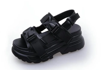 2020 Nové Letné Topánky Ženy Gladiator Sandále Bytov Platformy Žena Príčinné Klinu Topánky Otvorené Prst Čierna Biela