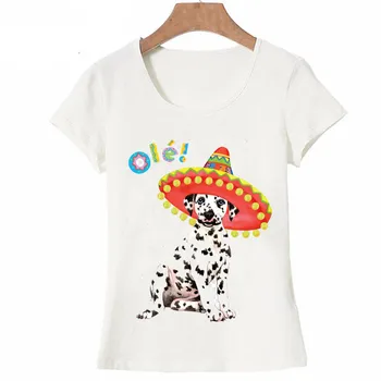 2020 nové letné ženy t-shirt módne Fiesta Dalmatínske T-Shirt roztomilý dievča bežné Topy ženský Čaj lumbálna psa print T Shirt