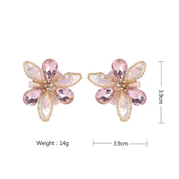2020 Nové Luxusné Fialová Crystal Kvetinový Náušnice pre Ženy, Zlatá Farba Kovu Nepravidelný Kvety Petal Stud Náušnice Strany Šperky