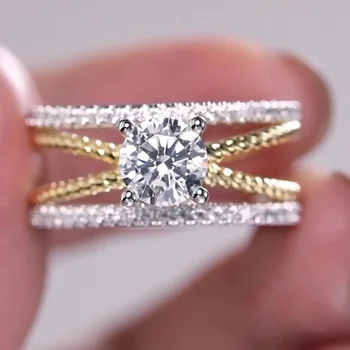 2020 nové luxusné zlaté strieborná farba geometrie zásnubný prsteň pre ženy lady výročie darček šperky veľkoobchod moonso R5488