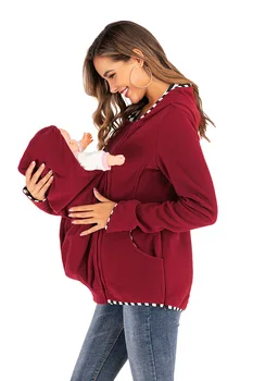 2020 Nové Materskej Kapucňou Klokan Tehotné Ženy, Baby Carrier Bunda vrchné oblečenie Kabát Mikiny s Baby Carrier Zahustiť Oblečenie