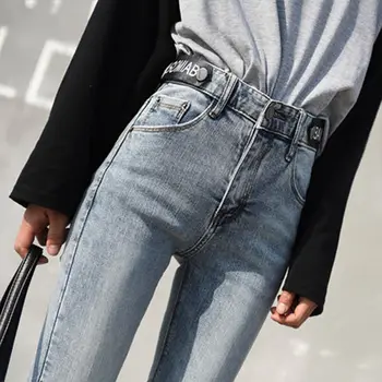 2020 nové modrá sivá vysoký pás 9-bod džínsy dámske jednoduché Legíny slim ceruzkou nohavice vysoký pás džínsy plus veľkosť jeans